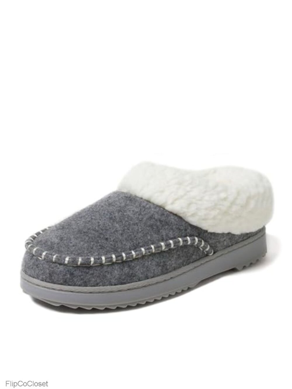 Felted Plaid Moc Toe Clog Slippers Memory Foam Indoor Outdoor